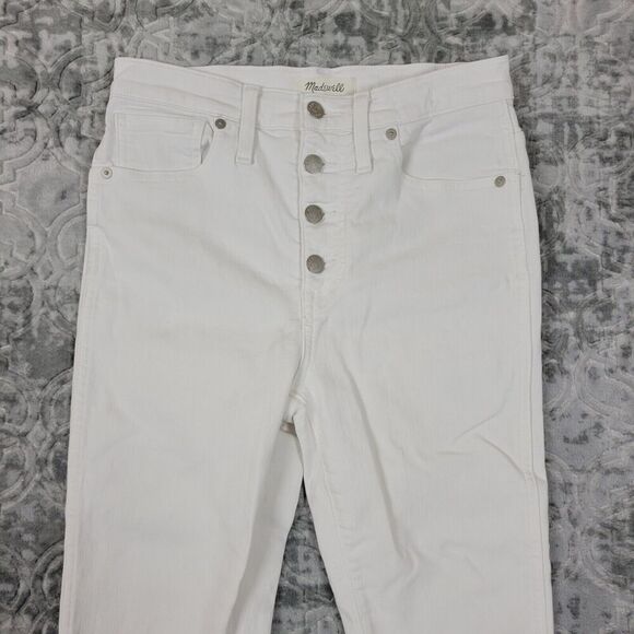 Madewell Jeans Women's 28 White 10" High-Rise Skinny Crop  Button Fly Raw Hem - Picture 2 of 15